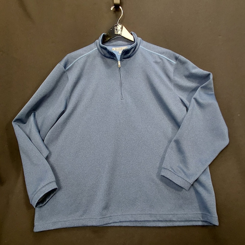 Pebble Beach Performance Quarter Zip Pullover Mens XL Heather Blue Golf Mock